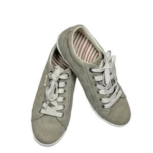 Taos Star Shoes Women's Sz 7.5 Canvas Low Top Lace Up Comfort Sneakers Khaki Tan